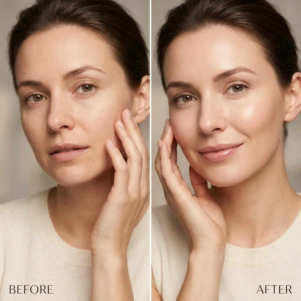 Resultados naturales de rejuvenecimiento facial en paciente de estética